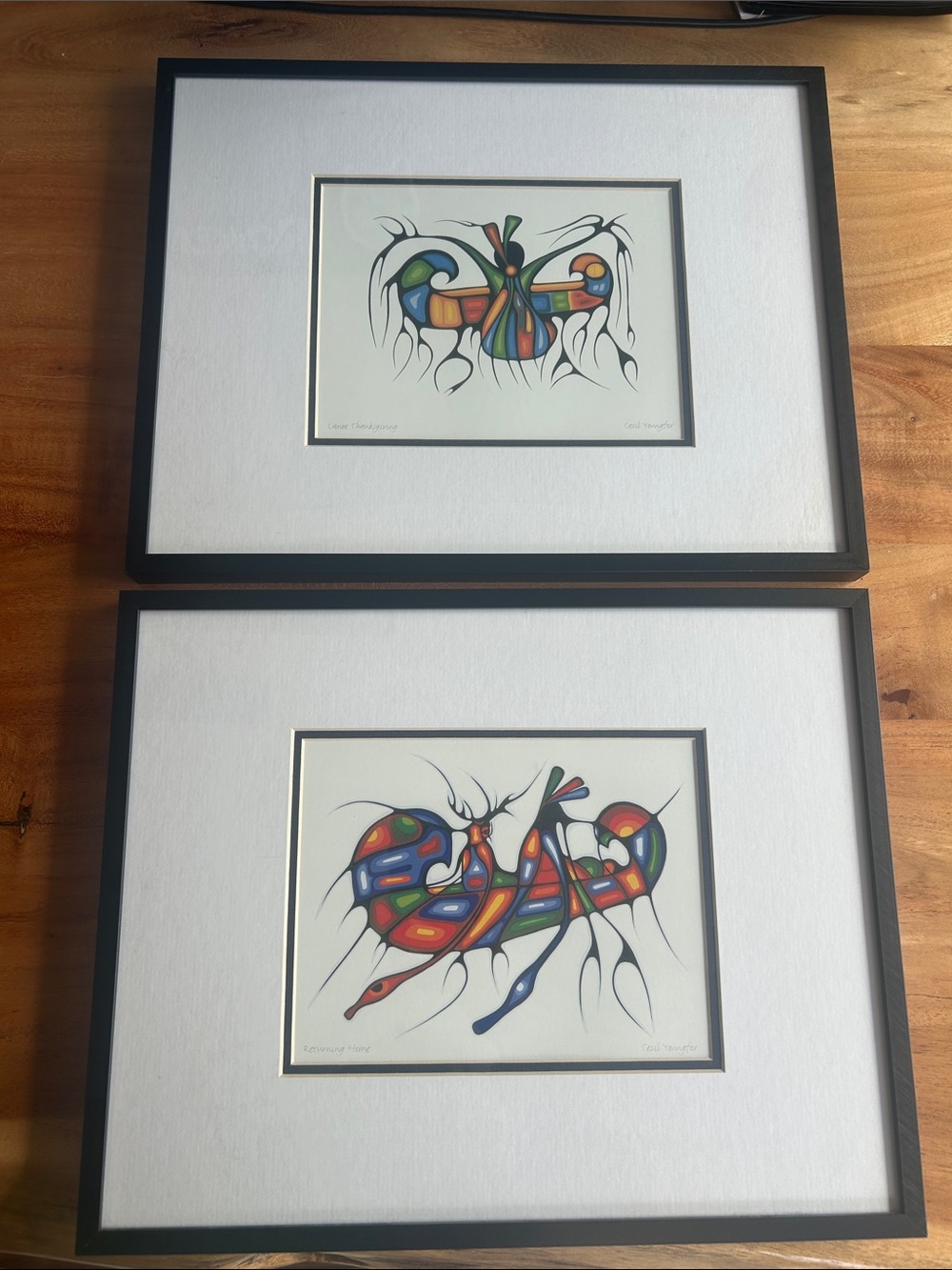 Ojibway Artist Cecil Youngfox Framed Prints Returning Home & Canoe Thanksgiving